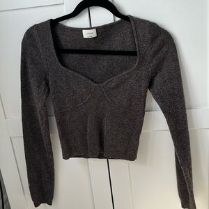Aritzia Wilfred cropped brown/grey sweater